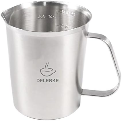 Measuring Cup - Stainless Steel Frothing Pitcher Marking with Handle (16oz)