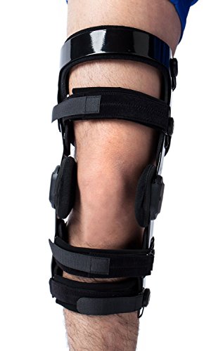 Orthomen Functional Knee Brace - for ACL/MCL/PCL/Meniscus/Ligament/Sports Injuries, Adjustable Hinged ROM Orthopedic Knee Orthosis for Men & Women (Right - L)