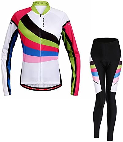 LSKCSH Women's Autumn Cycling Jersey Suit Female Long-Sleeved Riding Suit/4D Gel Pad Long Pants Set