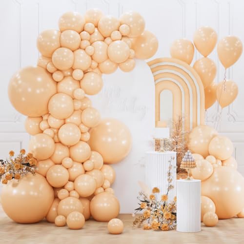 PartyWoo Nude Balloons 152pcs Apricot Boho Fall Color Different Sizes