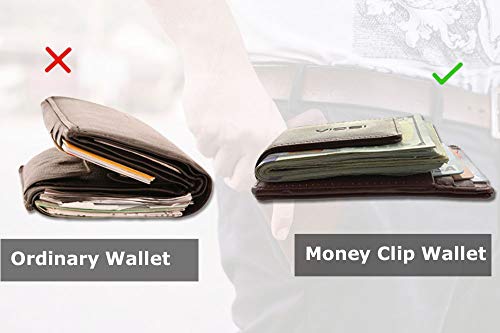 Viosi Money Clip Leather Wallet For Men Slim Front Pocket Credit Card Holder with Powerful Rare Earth Magnets - Thumbnail 7
