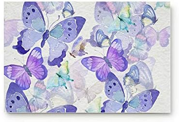 YEHO Art Gallery Doormat for Indoor Outdoor Entrance Rug Floormat,Bedroom Bathroom Living Room Front Mats Carpet,Purple Butterfly Hand Painted,20x31.5 Inch