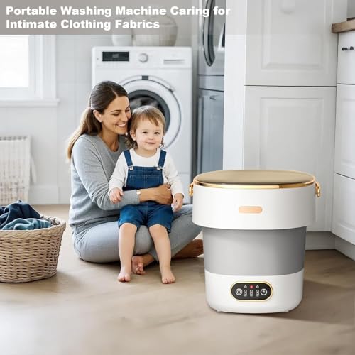 XVersion 13L Mini Portable Washing Machine with Spin Dryer – Foldable Washer for Baby Clothes, Underwear, Socks | Compact Laundry for Apartment, Travel, RV, Home (White)