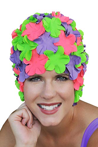SYNC Original Swimwear Petal Swim Caps I Vintage Retro Flower Bathing Cap Limited Edition: Groovy