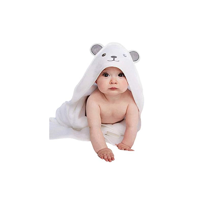 HIPHOP PANDA Bamboo Hooded Baby Towel – Soft Bath Towel with Bear Ears for Babie, Toddler, Infant – Ultra Absorbent…