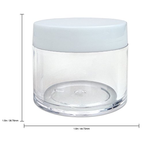 (Quantity: 30 Pieces) Beauticom 30G/30ML (1 Oz) Round Clear Jars with WHITE Flat Top Lids for Beads, Gems, Glitter, Charms, Small Arts and Crafts - BPA Free
