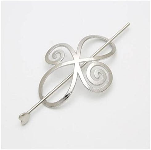 Maysking Metal Hairpin Stick Bun Holder Hair Clip Clamps Barrettes Bobby Pin Totem Pattern Women's Headwear (Silver)