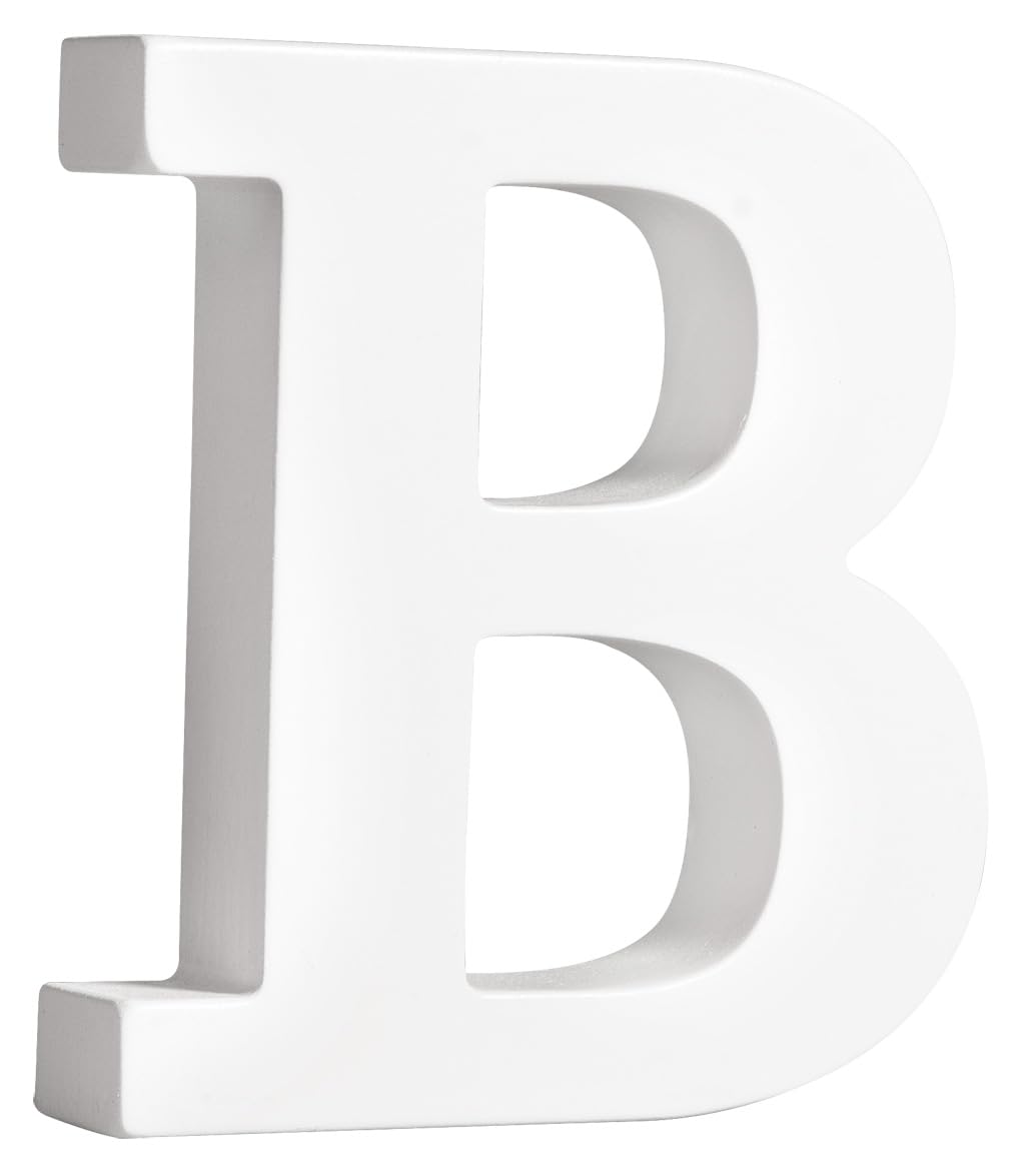 Rayher MDF Letter B for DIY Crafts, White Wood Letter for Wedding and Home Decorations, 3D Capital Letter, Upper-Case Letter, white, 9.5x2x11cm, 64541102