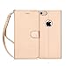 FYY Designed for iPhone SE Case 2016 (1st Generation) / iPhone 5 Case/iPhone 5s Case, Luxury PU Leather Wallet Phone with Card Holder Protective Shockproof Kickstand Case Cover Gold