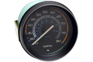 GENERIC Boat Speedometer Gauge | Marine 80 Mph Black Blue 3 1/4 Inch