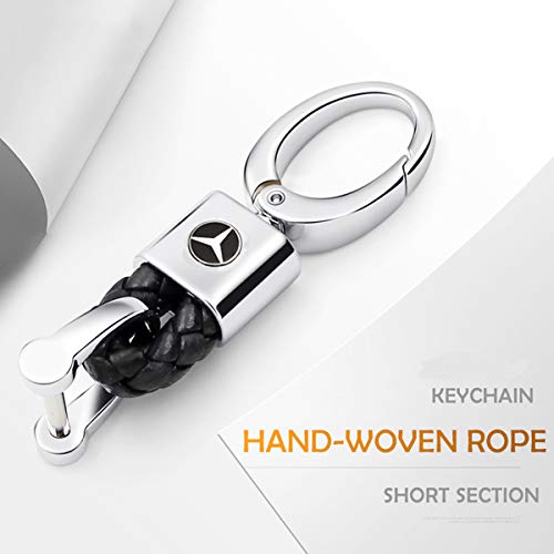ROYAGO 2Pack Car Keychains Leather KeyRings Grip Strap for Mercedes Benz BMW Audi Ford Toyota VW Honda (Black, for Benz)