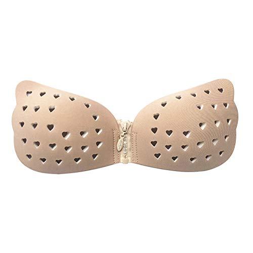 1Pc Sexy Hollow Breathable Women Invisible Breast Lift Push-up Bra Strapless Bra Backless Bra Nipple Cover Sticker, for Swimsuit,Evening Dress,Wedding Dress,Backless Dress Skin B