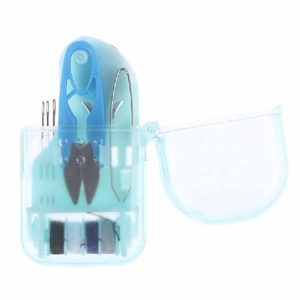 Sewing Kit, Blue Travel Sewing Kit, Mini Sewing kit for Home, Travel & Emergency Filled with Mending and Sewing Needles, Scissor, Pins, Threads, 12pcs