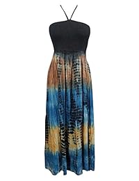 Mogul Womens Summer Dress Long Blue Sexy Halter Neck Fashionable Maxi Dresses M