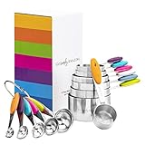 Measuring Cups Stainless Steel by Go Simply Amazing - Complete 12 Piece Nesting Measuring Cup and Spoons Set -Perfect For Cooking and Baking - Dry or Liquid Ingredients - Rustproof and Dishwasher Safe