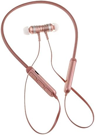 Wireless Earbuds,Genjia Portable Neckband Sweat Proof Earphones CVC6.0 Noise Cancelling Headphone Magnet,In Ear,Built-in Mic,Bluetooth 4.1 Hi-Fi Stereo Sport Headset for iPhone,Samsung,LG (Rose Gold)