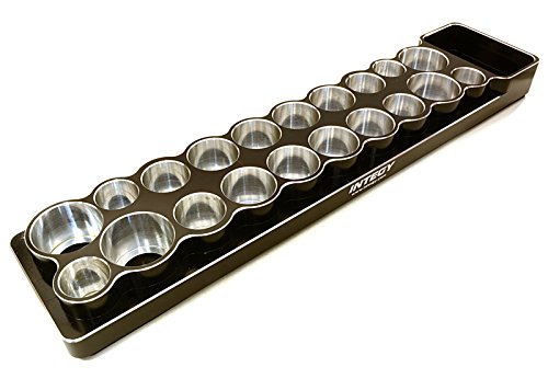 Integy RC Model Hop-ups C27123SILVER Universal 20 Slots Tool Base 14, 16, 18 & 22mm w/ Magnetic Tray