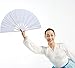HONSHEN Chinese Hand Fan - Folding Fan with Nylon Cloth, 13 inch (White)