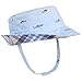 Exemaba Toddler Sun Hat for Boys Girls - Baby Brim Sun Protection Hat Double-Sided Available Kids Play Hat Children Caps, Blue Grid, 18.9