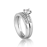 Fashion Plaza Silver Tone Cubic Zirconia Engagement Ring R41