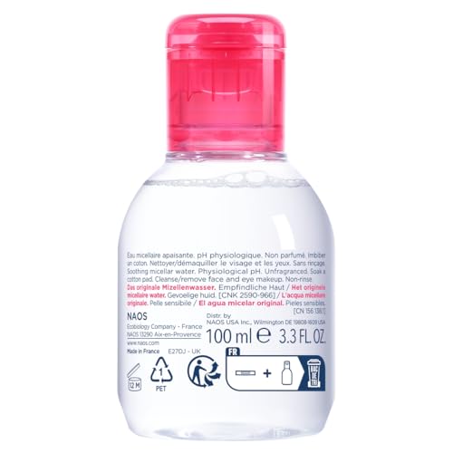 BIODERMA SENSIBIO H2O, MICELLAR WATER, TRAVEL SIZE MAKEUP REMOVER CLEANSER, GENTLE FOR SKIN, FRAGRANCE-FREE & ALCOHOL-FREE, GENTLE FACE CLEANSER FOR SENSITIVE SKIN, 3.4 FL OZ