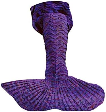 ABC OUTLET Mermaid Tail Blanket Crochet Mermaid Blanket Girls Teens. Kids Mermaid Tail Blanket Knitted Mermaid Tail Sleeping Bag Bed, Sofa Couch. All Seasons Sleeping Blankets Girls Purple.