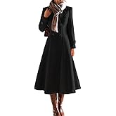 Kinghua Long Wool Coats for Women Fall Winter V Neck PeaCoat Double Breasted Dressy Blazer Jackets Trench Coat with Pockets