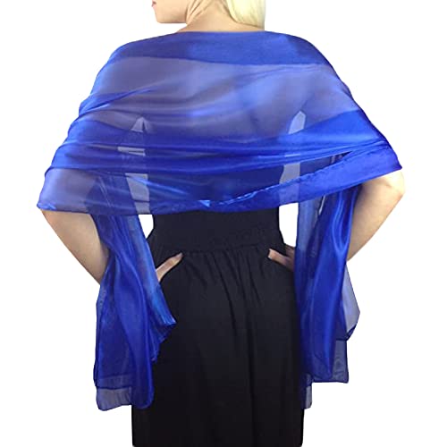 NiceYnn Chiffon-Organza-Schal, für Abendkleider, Damen, Übergröße, 170 x 72 cm, durchsichtig, glatt, seidig, Schal, Hochzeit, formelle Party, Königsblau, One size