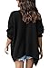 HOTAPEI Women's Casual Open Front Cable Knit Cardigan Long Sleeve Sweater Coat with Pocket Black Large