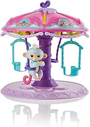 WowWee Fingerlings Playset: Twirl-A-Whirl Carousel with 1 Fingerlings Baby Monkey - Abigail (Light Blue with p