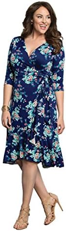 Kiyonna Women's Plus Size Flirty Flounce Wrap Dress 4X Vintage Floral