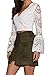 PROGRACE Woman's High Waist Lacing Up Tight Winter Keep Warm Suede Skirt Army Green S
