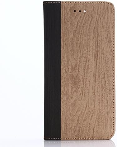 iPhone 7 Plus Luxury Flip Case, Drop Protection Canvas Diary Wood skin design Premium Wallet Case [ID Card / Cash Slot] with Stand Flip Diary Cover and TPU Casing for Apple iPhone 7 Plus (Light Brown)