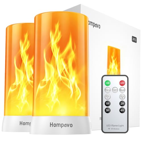 Hompavo 【Upgraded】 Flame Lights with Remote, Timer, 4-Mode Rechargeable | Waterproof LED