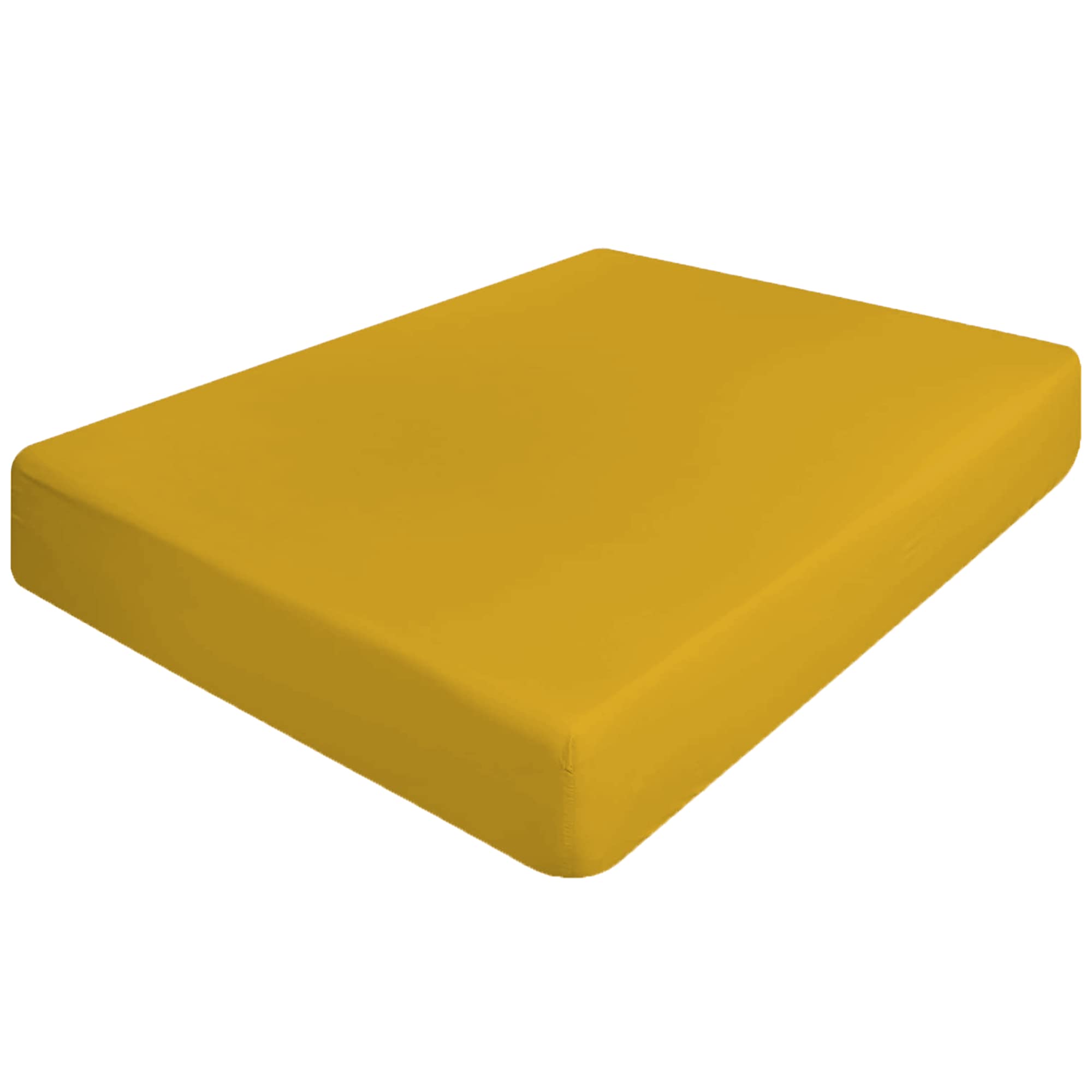 Apex Furnishings Bedding king size Fitted Sheets Ochre - Deep Pocket 12 inch (30 cm) Soft Brushed Microfibre Corners Elastic Easy Care Bottom Bedsheets