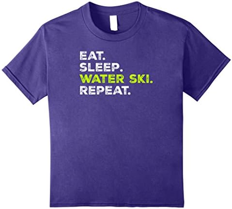 unisex-child Eat Sleep Water Ski Repeat - Funny Lake Routine T-Shirt 10 Purple