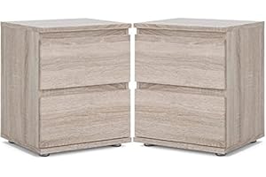 Home Square Contemporary 2 Piece Bedroom Set with 2 Handle-Free Drawer Wood Nightstand Set in Truffle