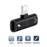 YUEMIDAMY 2 in 1 Compatible Adapter & Splitter for Phone 7/7 Plus / 8/8 Plus/X,DualJack Aux Audio & Charging & Calling & Sync Cable Connector Earphone Charger