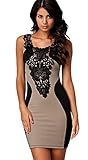 Mooncolour Women's Floral Lace Front Embroidered Contrast Sleeveless Pencil Dress