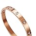 Yeemer Stainless Steel Love Bracelet Bangles with Diamonds Crystals for Mom,Girls Gold Silver Rose gold Colors (7.5 Inch(19cm) Rose gold)