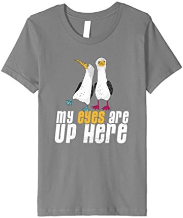 Kids MY EYES ARE UP HERE Funny Blue-footed Booby Bird T-Shirt 4 Slate
