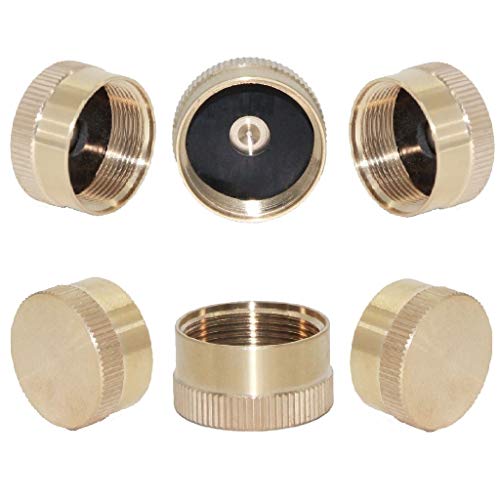 Joyway 6Pcs Solid Brass Refill Propane Bottle Cap Universal for All 1 LB Gas Tank Cylinder Sealed Protect Cap
