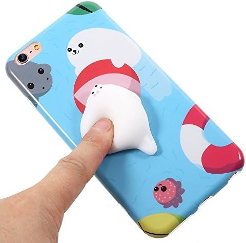 Fuyamp Cute Slow Rising Squishy 3D Cat Animal iPhone 7 Case Soft Silicone Squishies Kawaii Phone Back Cover for iPhone 7 Blue Seal