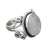 Clearance ! Ladies Ring Jewelry,Vanvler Boho Natural Gemstone Marquise Moonstone Personalized Ring Vintage (8, Sliver)