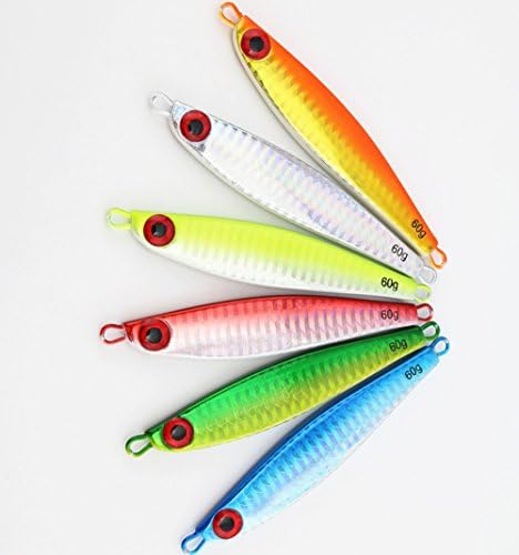 Jig Lure Lead Fish Hard Bait Deep Sea Metal Jigging Fishing Lures 40g 60g 80g Mixed Colors Pack of 6pcs