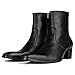 OTTO ZONE Dress Boot for Men Leather Chukka Designer Boots Casual Heel Shoes Zipper-up