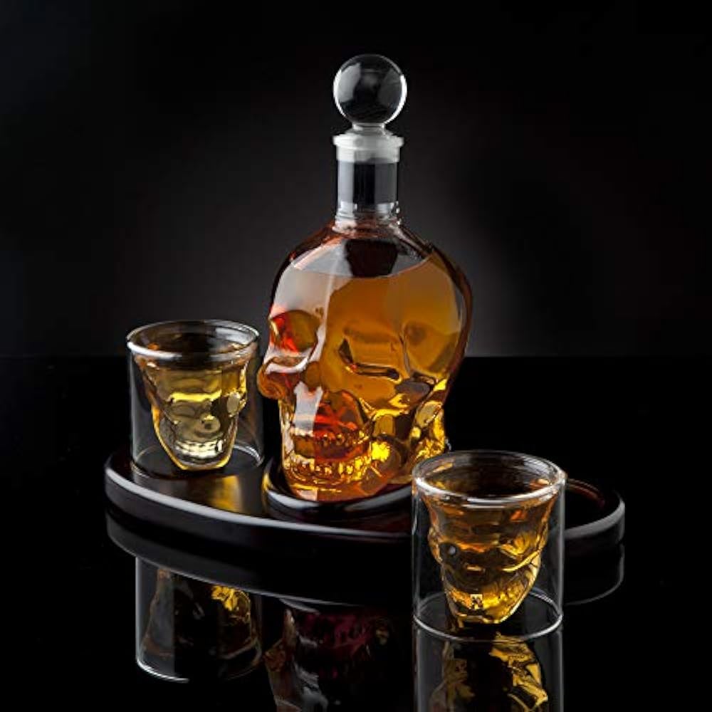 Whiskey Liquor Decanters Decanter Skull Set With 2 Cocktail Shot