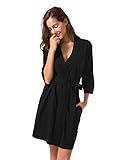 SIORO Womens Cotton Robe Soft Kimono Robes Knit Bathrobe Loungewear Sleepwear Short