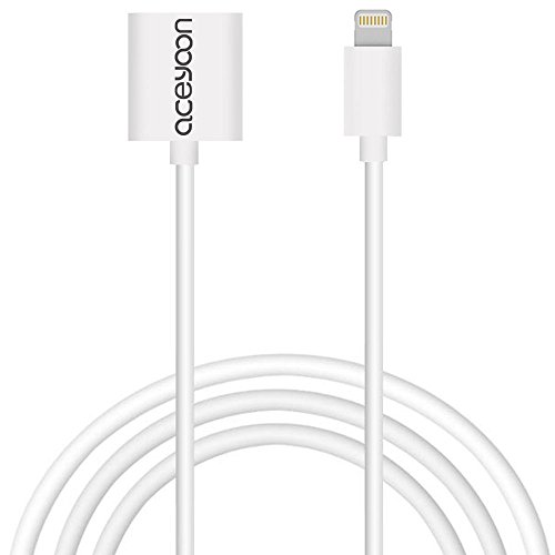 aceyoon Lightning Cable Extension Cord 6ft Female Lightning to Male Lightning Extender Connector Support Data Audio Charge for Apple iPhone X / 8 / 7 / 7 plus / 6 / 6S / iPad