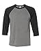 Bella + Canvas Unisex 3/4-Sleeve Baseball T-Shirt M GRY/ CHR BLK TRB